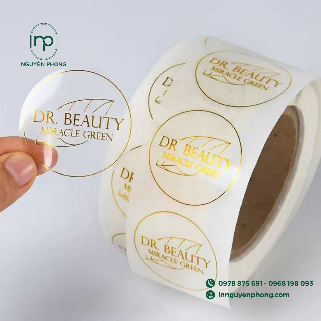 Mẫu logo kem body in tem trong suốt